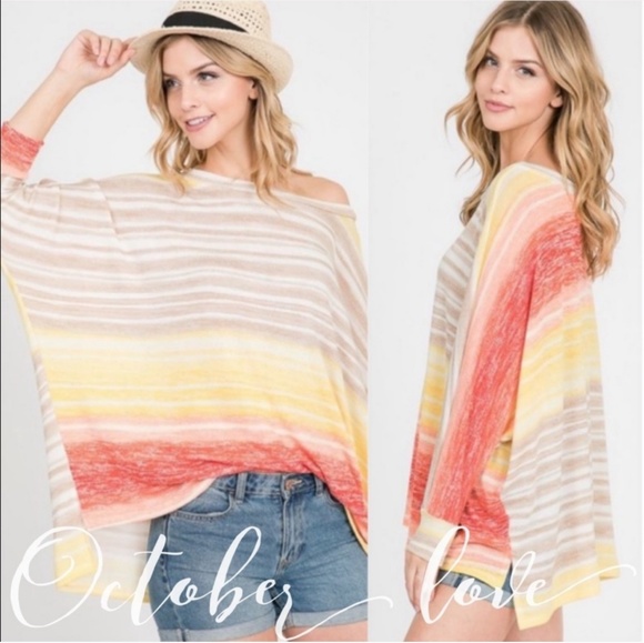 💛LAST 1! Stripe Dolman Sleeve Knit Top - Picture 2 of 7